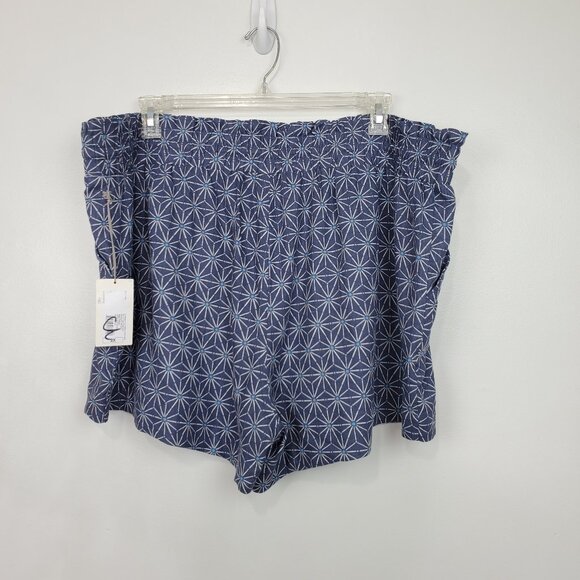 A New Day Linen Blend High Rise Pull-On Shorts Gray Blue White NEW NWT Size 2X - Picture 5 of 9